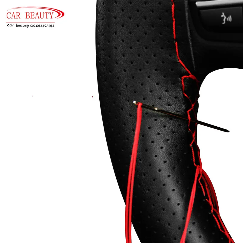 38CM Universal Genuine Leather Steering Wheel Cover Case With Needles and Thread Car styling
38CM Universal Genuine Leather Steering Wheel Cover Case With Needles and Thread Car styling