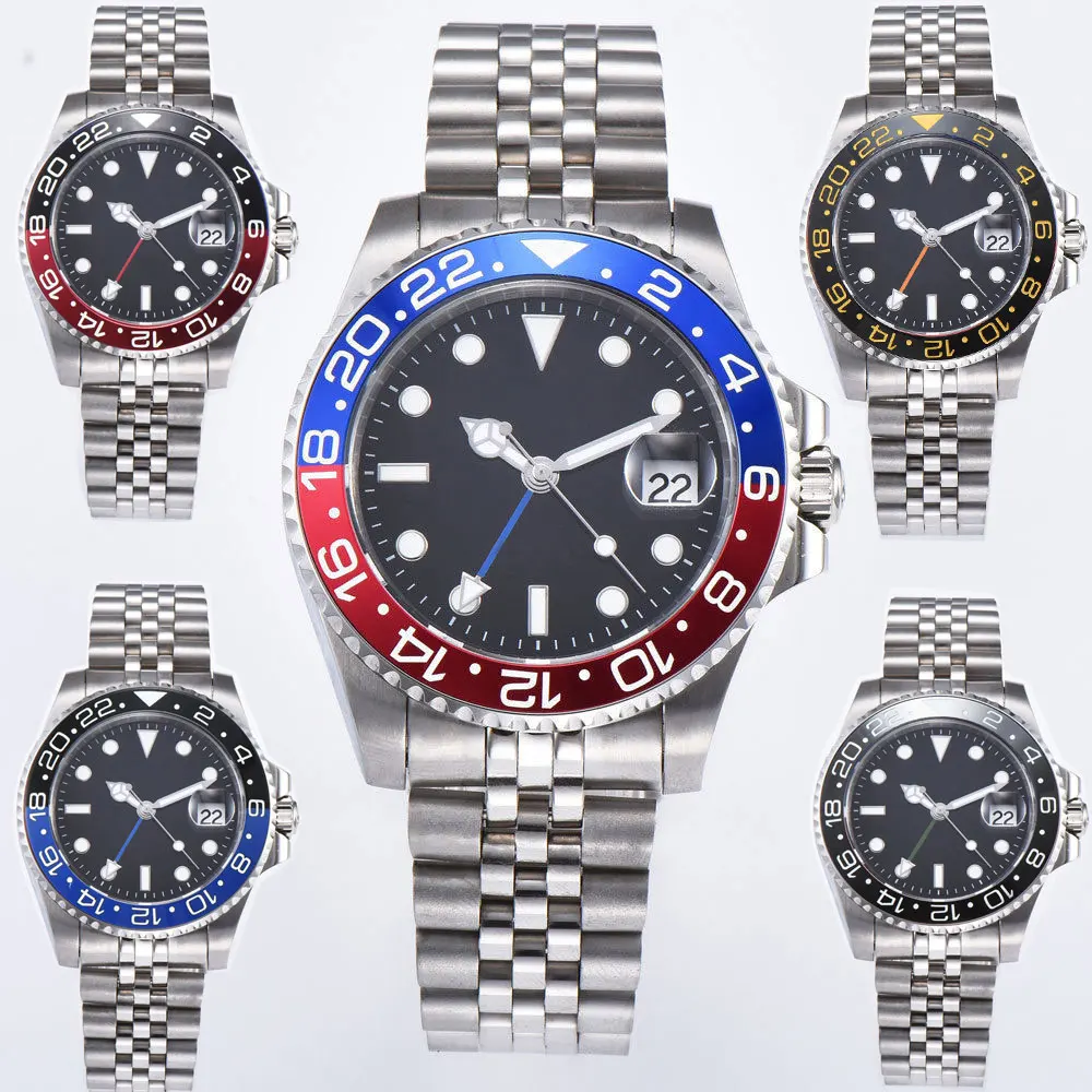 40mm PARNIS Blue/red bezel Mechanical clock deployment clasps Black Dial Sapphire Crystal Date GMT Automatic Mens watch
40mm PARNIS Blue/red bezel Mechanical clock deployment clasps Black Dial Sapphire Crystal Date GMT Automatic Mens watch