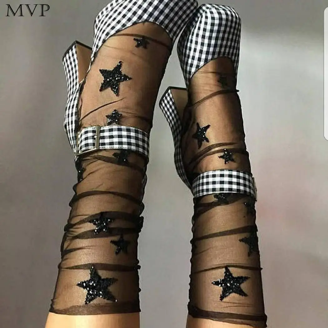 Women Casual Thin Breathable Print See Summer, Spring, Autumn Through Calf Length Socks 
Women Casual Thin Breathable Print See Summer, Spring, Autumn Through Calf Length Socks