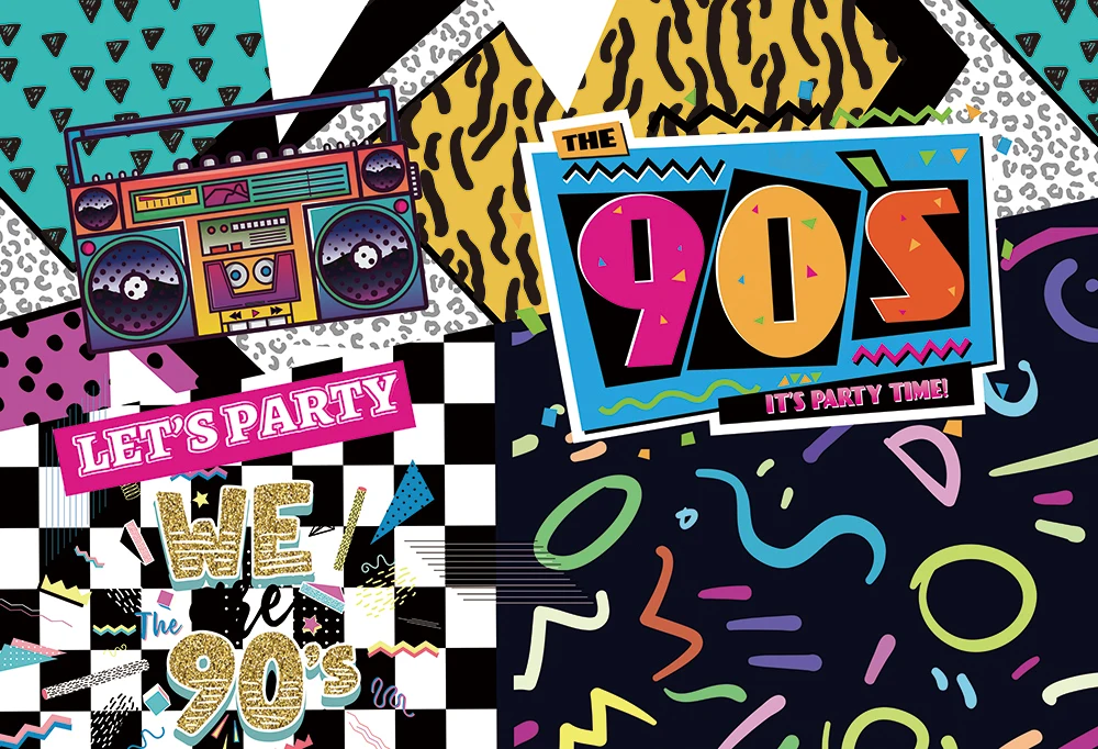 Huayi 90s Themed Backdrop For Hip Hop Rock Music 90 S Birthday