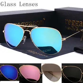 Raggaeon Glass lenses sunglasses women High quality uv400 brand design pilot man sun glasses blue Lunettes Retro Fashion Beach
Raggaeon Glass lenses sunglasses women High quality uv400 brand design pilot man sun glasses blue Lunettes Retro Fashion Beach