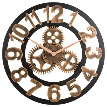 TFBC Clock 3D Retro Rustic Vintage Wooden 23-Inch Noiseless Gear Wall Clock Number ancient gold
TFBC Clock 3D Retro Rustic Vintage Wooden 23-Inch Noiseless Gear Wall Clock Number ancient gold