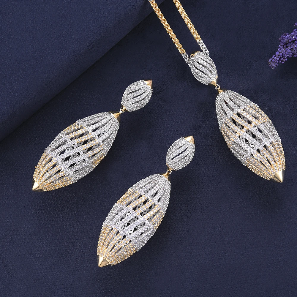 JIMBORA Luxury Bullet Water drop Pendant Necklace Earring Sets Jewelry Sets For Dubai Nigerian Women Wedding Engagement 2019
JIMBORA Luxury Bullet Water drop Pendant Necklace Earring Sets Jewelry Sets For Dubai Nigerian Women Wedding Engagement 2019