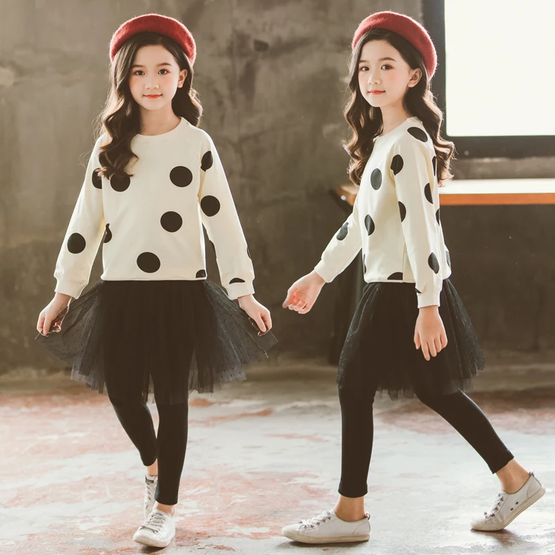 Menoea Large Girls Dress 2019 New Autumn Style Children Black Veil Dot Sweatshirt Kids Casual Yarn Dress 2PCS Clothes Sets
Menoea Large Girls Dress 2019 New Autumn Style Children Black Veil Dot Sweatshirt Kids Casual Yarn Dress 2PCS Clothes Sets