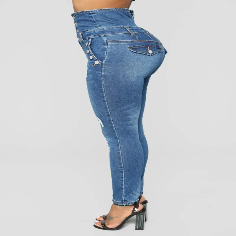 high waisted jeans with multiple buttons