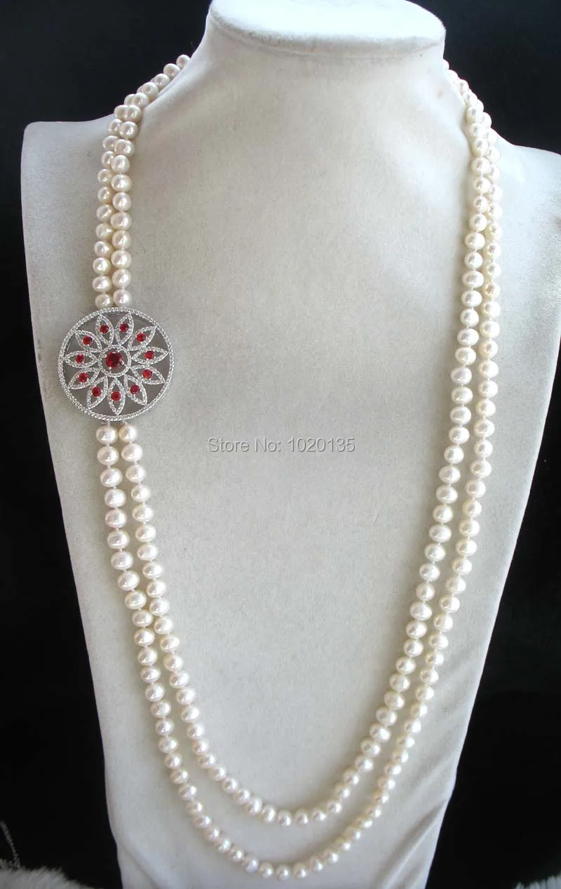 2rows freshwater pearl white near round 8-9mm necklace 30-32inch wholesale beads nature gift
2rows freshwater pearl white near round 8-9mm necklace 30-32inch wholesale beads nature gift