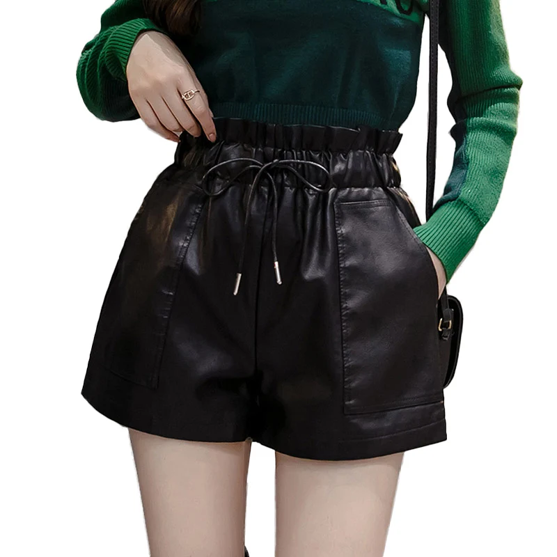 2019 Autumn Winter PU Faux Leather Shorts Women Elastic High Waist Wide Leg Short ladies Plus Size Korean Sexy Short Femme
2019 Autumn Winter PU Faux Leather Shorts Women Elastic High Waist Wide Leg Short ladies Plus Size Korean Sexy Short Femme
