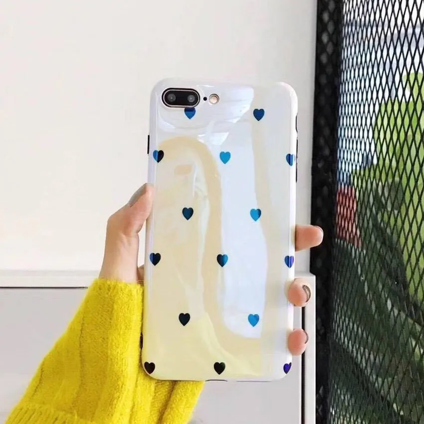 Простой милый чехол Blu-Ray love Heart с узором для iPhone X 7 plus 6 6s 8 белый мягкий IMD