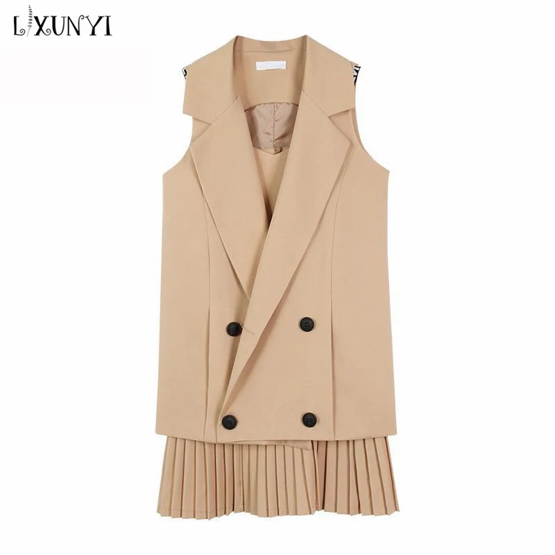 2019 Spring Summer Women Pleated Dress + Vest Suit Two Piece Set Outfits Female Formal Double Breasted Sleeveless Plus Size 4XL
2019 Spring Summer Women Pleated Dress + Vest Suit Two Piece Set Outfits Female Formal Double Breasted Sleeveless Plus Size 4XL