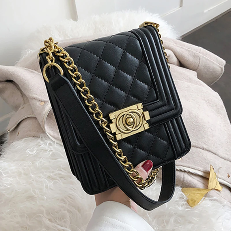 ETAILL Brands PU Leather Diamond Lattice Fashion Plaid Bags Quilted Messenger Bag with Golden Chain Lady Shoulder Crossbody Bag
ETAILL Brands PU Leather Diamond Lattice Fashion Plaid Bags Quilted Messenger Bag with Golden Chain Lady Shoulder Crossbody Bag