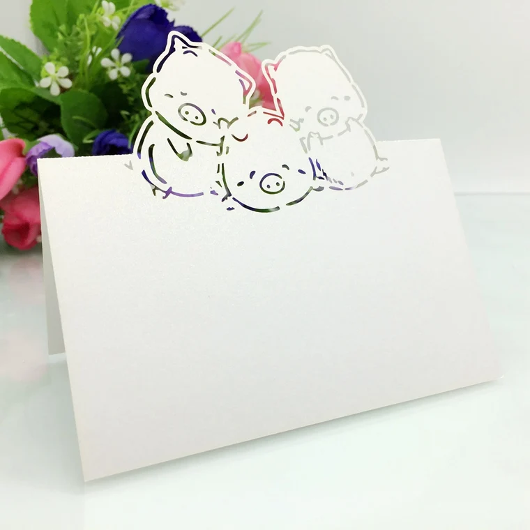Фото 50pcs Laser Cut Cute Pig table name Place Cards Wedding Party Table Decoration wedding decoration favor | Дом и сад