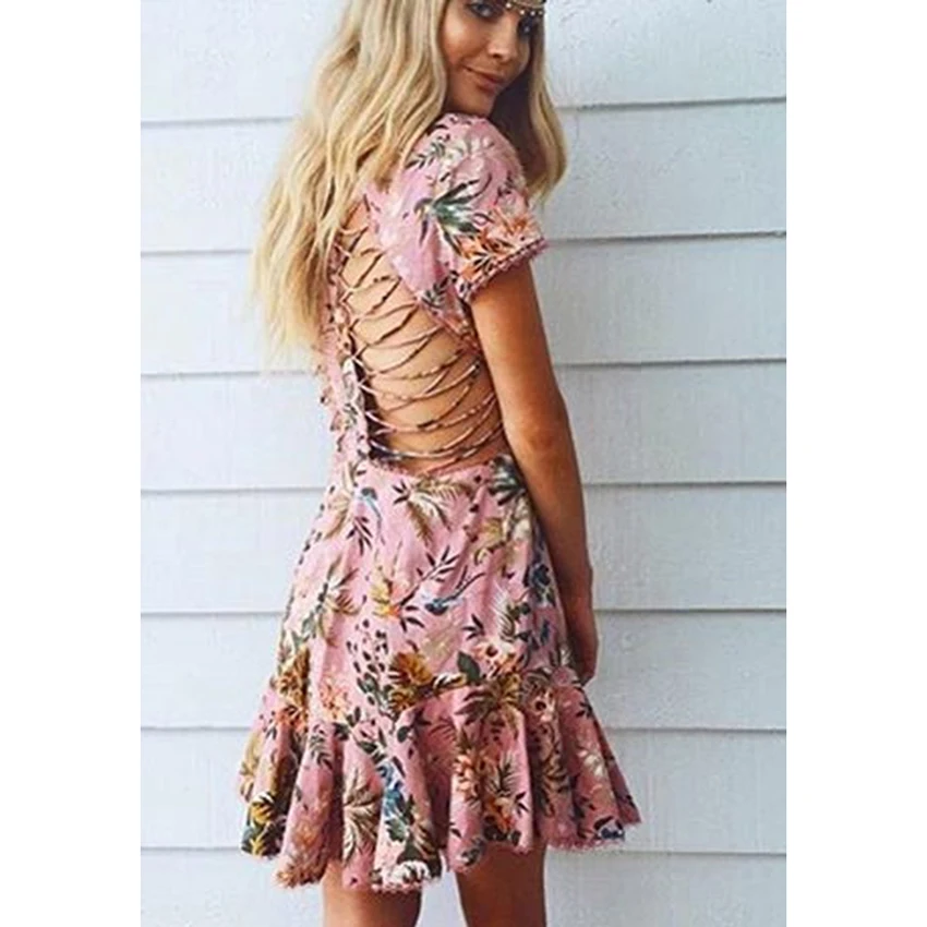 New Summer Fashion 2018 Designer Dress Women's Short Sleeve Backless Hollow Out Lacing Rope Floral Mermaid Dress
New Summer Fashion 2018 Designer Dress Women's Short Sleeve Backless Hollow Out Lacing Rope Floral Mermaid Dress