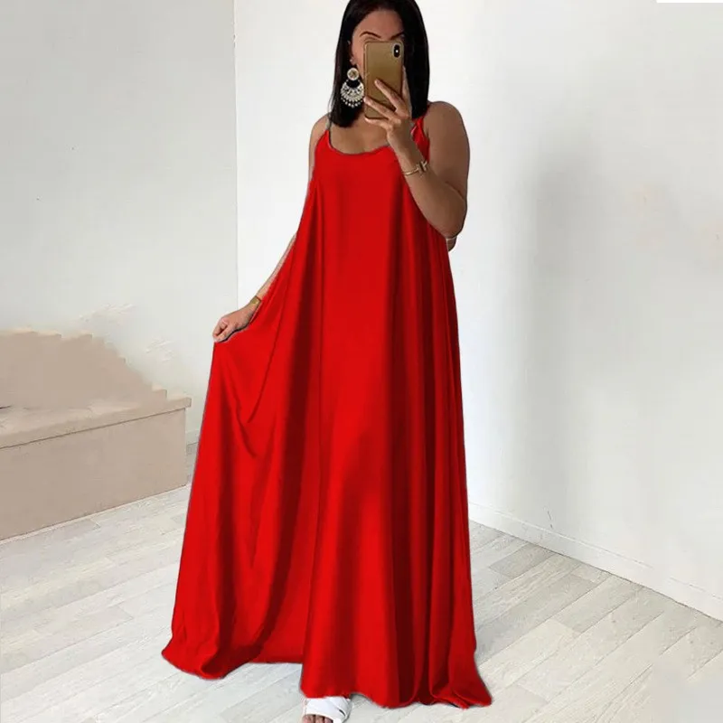 Sleeveless Loose Spaghetti Strap Maxi Dress 2019 Women Fashion Summer Casual Beach Vintage Dresses Vestidos 
Sleeveless Loose Spaghetti Strap Maxi Dress 2019 Women Fashion Summer Casual Beach Vintage Dresses Vestidos