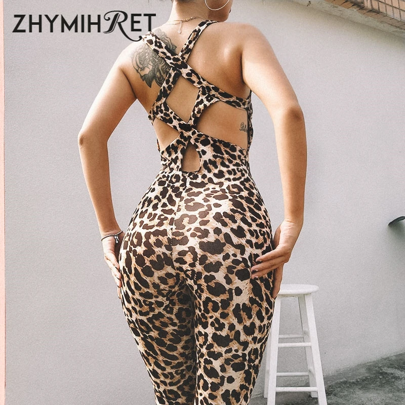 ZHYMIHRET сексуальные с глубоким v-образным вырезом леопардовые облегающие