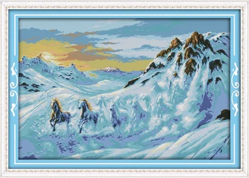 Horses running in the snow mountain cross stitch kit 14ct white 11ct printed embroidery DIY handmade needle work wall home decor
Horses running in the snow mountain cross stitch kit 14ct white 11ct printed embroidery DIY handmade needle work wall home decor