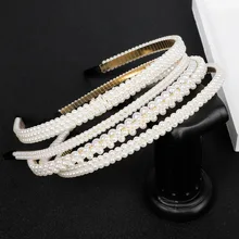 Nuevo diseño de muestra imitación perla banda para el cabello niñas accesorios para el cabello mujeres diadema boda fiesta nupcial Aro para el cabello(China)