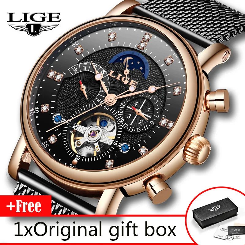 LIGE Watch Men New Tourbillon Business Automatic Mechanical Men's Watches Top Brand Military Waterproof Clock Relogio Masculino
LIGE Watch Men New Tourbillon Business Automatic Mechanical Men's Watches Top Brand Military Waterproof Clock Relogio Masculino