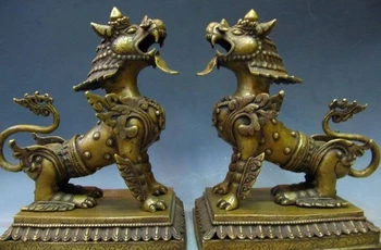 Tibet 100% Copper Bronze talisman Door Two beast Kylin Kirin Foo Dog Lion Pair 8.02
Tibet 100% Copper Bronze talisman Door Two beast Kylin Kirin Foo Dog Lion Pair 8.02
