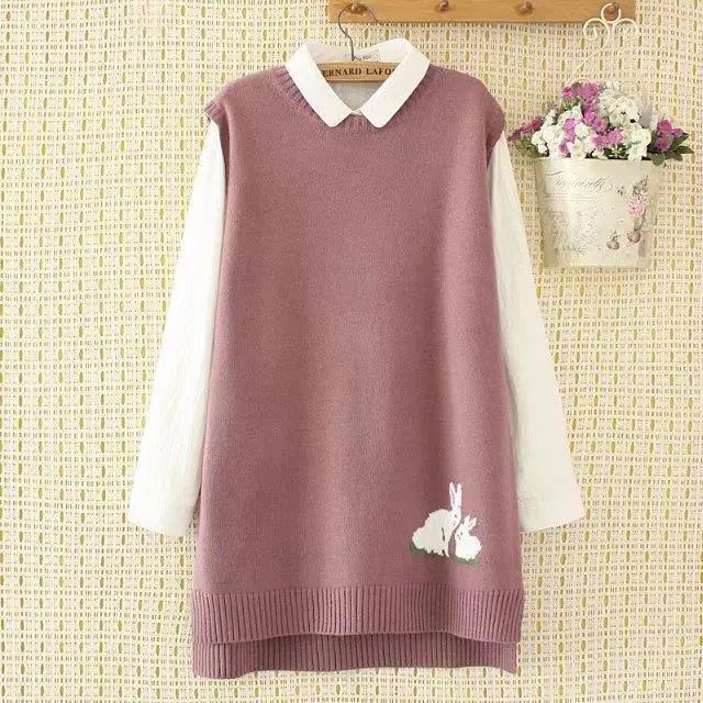 2018 Autumn and winter wear Mori female round collar cartoon rabbit knitted hoodie vest
2018 Autumn and winter wear Mori female round collar cartoon rabbit knitted hoodie vest