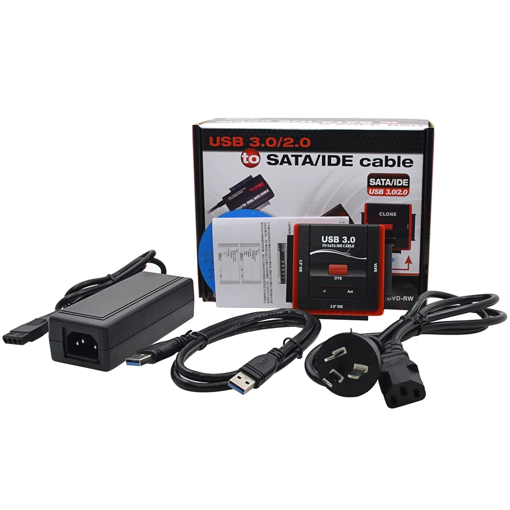 AU Plug USB 3.0 2.0 to SATA IDE 2.5" 3.5" Cable External HDD Hard Disk DRIVE Enclosure Adapter All in One HDD Docking Station
AU Plug USB 3.0 2.0 to SATA IDE 2.5" 3.5" Cable External HDD Hard Disk DRIVE Enclosure Adapter All in One HDD Docking Station