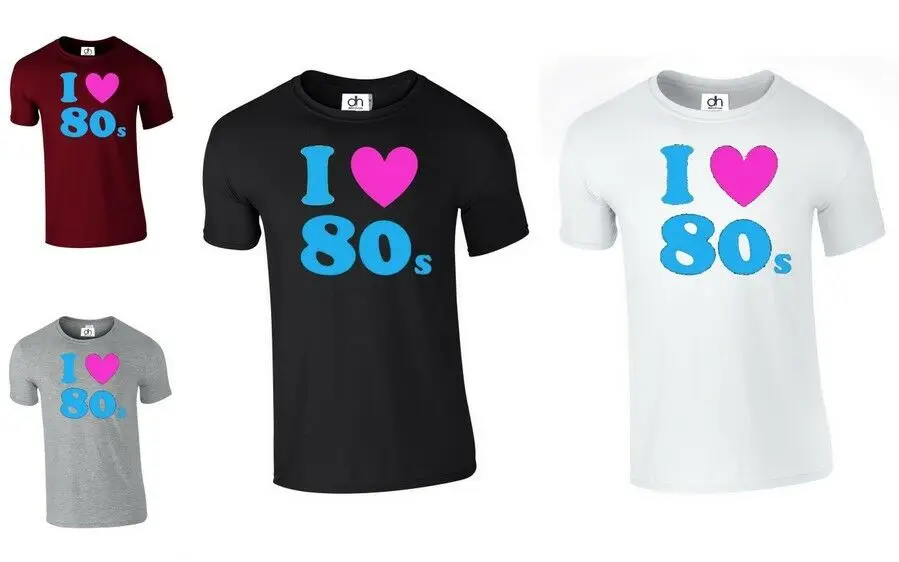 2019 Мода I Love Heart 80 S ретро унисекс Поп маскарадный костюм (80 футболка) футболка с