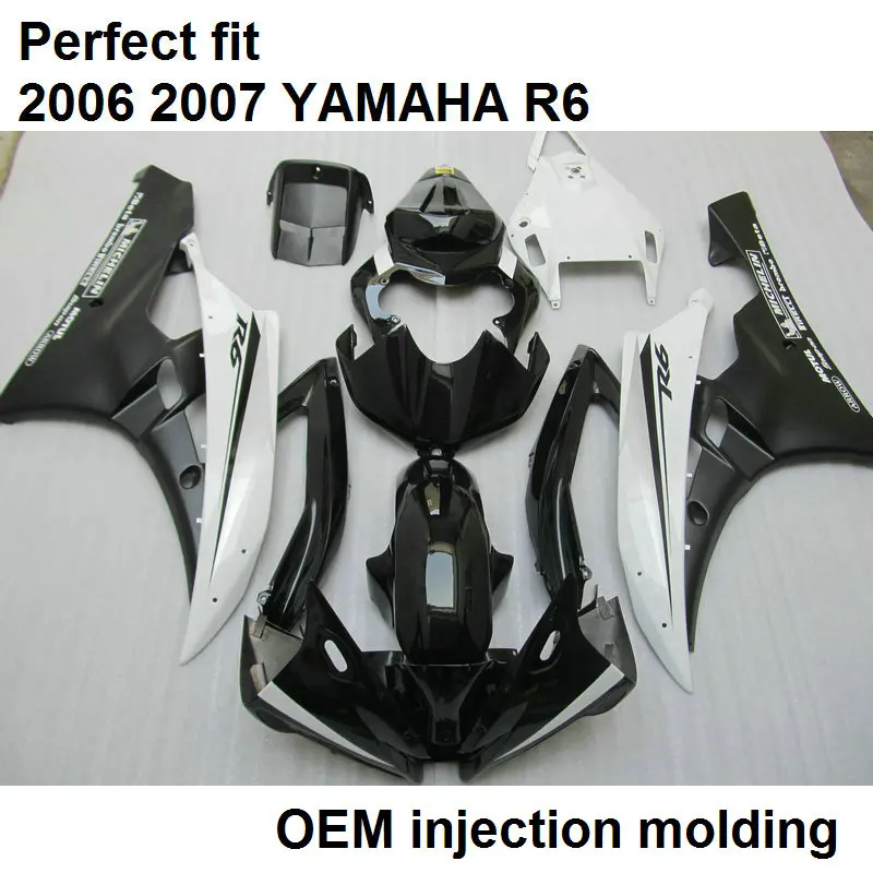 Injection molding free customize fairing kit for Yamaha YZF R6 2006 2007 classic black white fairing set R6 06 07 BN02
Injection molding free customize fairing kit for Yamaha YZF R6 2006 2007 classic black white fairing set R6 06 07 BN02