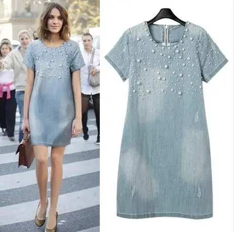 S -5xl Women Classic A Line Denim Plus Size Vintage Dress O Neck Pearl Loose Casual Jeans Natural Vestidos Maxi Long Mom Clothes
S -5xl Women Classic A Line Denim Plus Size Vintage Dress O Neck Pearl Loose Casual Jeans Natural Vestidos Maxi Long Mom Clothes