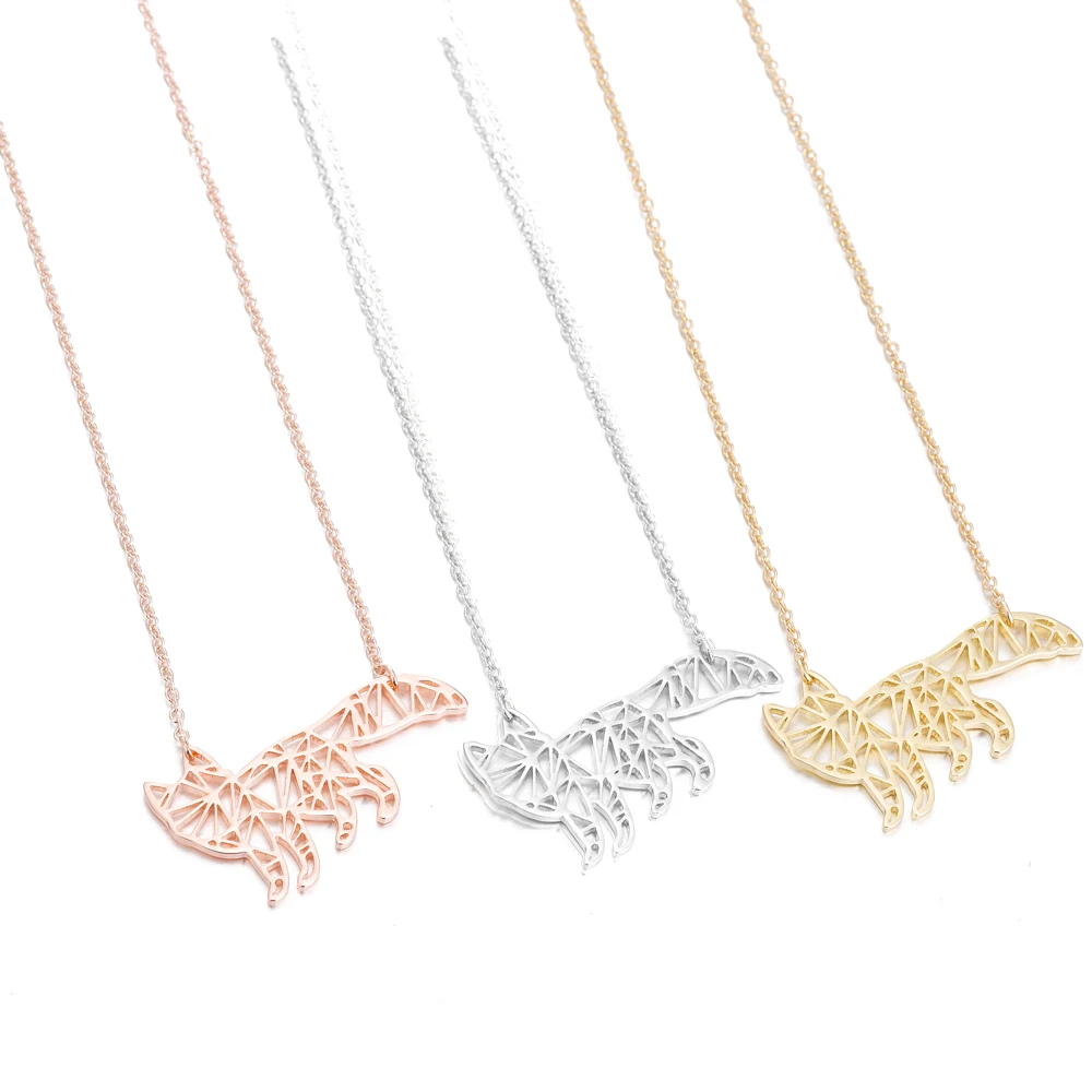 Fox Origami Necklace Animal Fox Necklace -