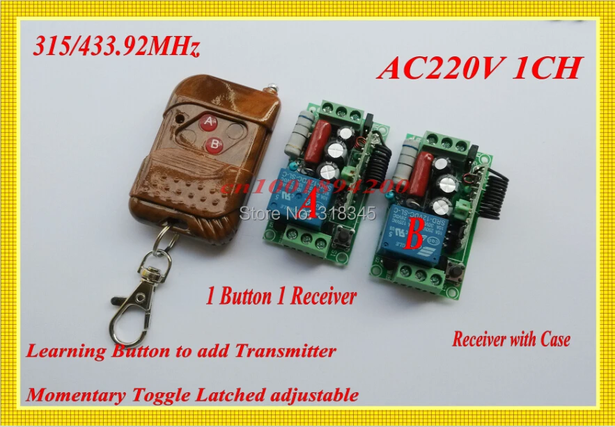 220V 1Channel Radio Wireless Switch for Light Lamp LED SMD ON OFF Wireless Receiver&Transmitter 10A Momenrary Toggle Latched
220V 1Channel Radio Wireless Switch for Light Lamp LED SMD ON OFF Wireless Receiver&Transmitter 10A Momenrary Toggle Latched