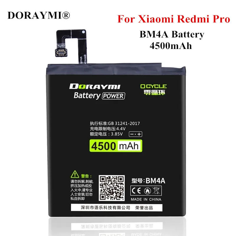 DORAYMI Mobile Phone Battery BM4A 4500mAh for Xiaomi Redmi Pro Bateria High Quality Replacement Batteries With Tools
DORAYMI Mobile Phone Battery BM4A 4500mAh for Xiaomi Redmi Pro Bateria High Quality Replacement Batteries With Tools