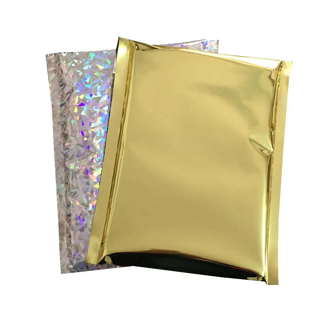 Gold aluminum foil bag C4 229x324mm glossy poly mailer 9x13 Holographic shipping envelopes
Gold aluminum foil bag C4 229x324mm glossy poly mailer 9x13 Holographic shipping envelopes