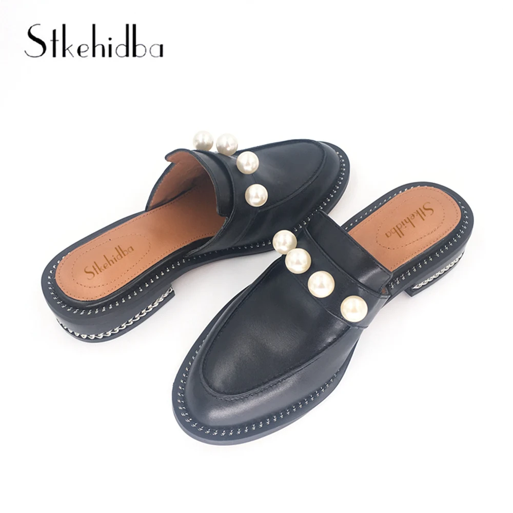 Stkehidba Luxury Brand Soft Leather Women's Flats Real Cow Leather Peals Women's Shoes Summer Flats Shoes Slides Slippers 35-40
Stkehidba Luxury Brand Soft Leather Women's Flats Real Cow Leather Peals Women's Shoes Summer Flats Shoes Slides Slippers 35-40