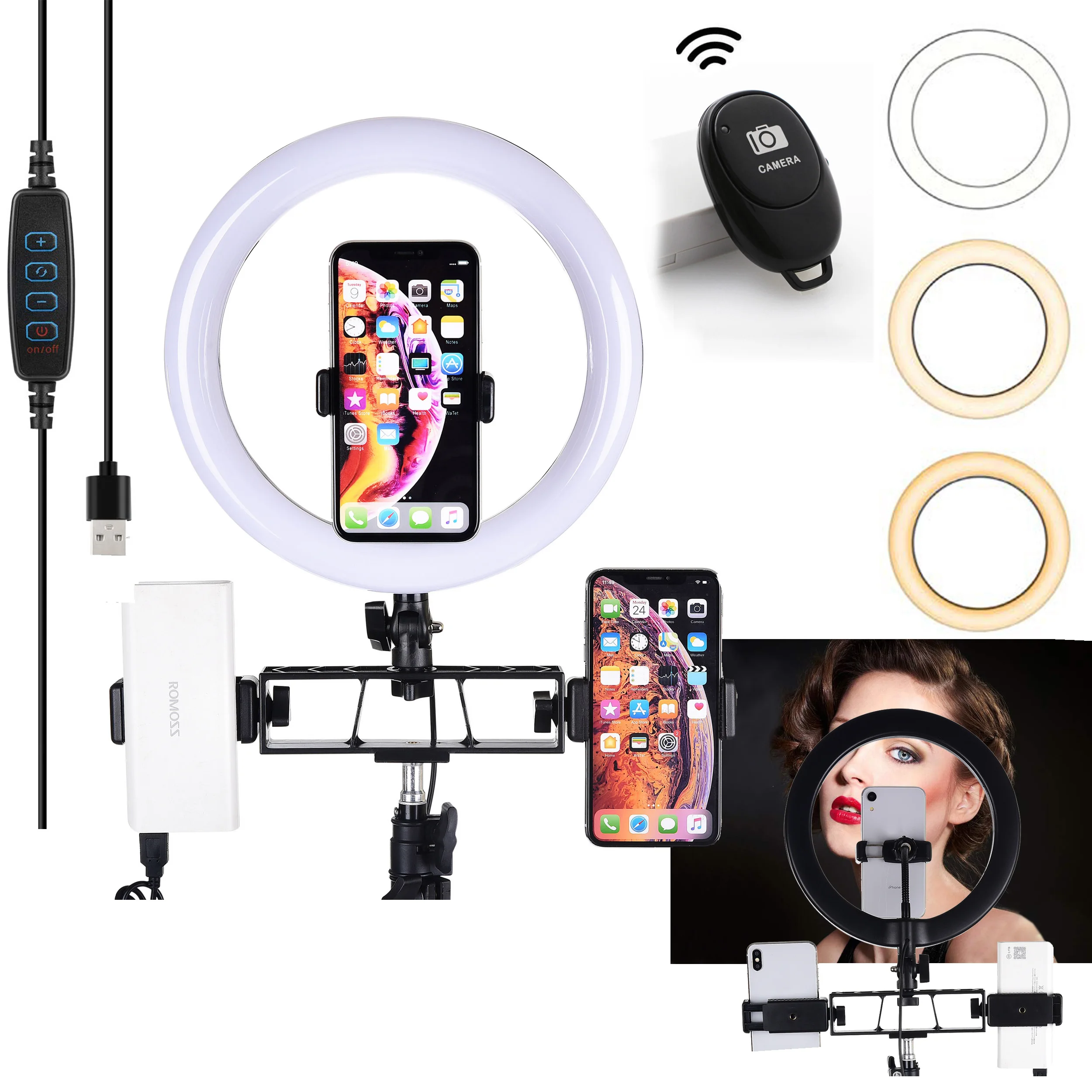 26cm LED Ring Light Beauty Makeup Photographic Lighting Mini Bracket Table Desk Tripod Lamp 3000K-5000K Dimmable Selfie Lighting
26cm LED Ring Light Beauty Makeup Photographic Lighting Mini Bracket Table Desk Tripod Lamp 3000K-5000K Dimmable Selfie Lighting