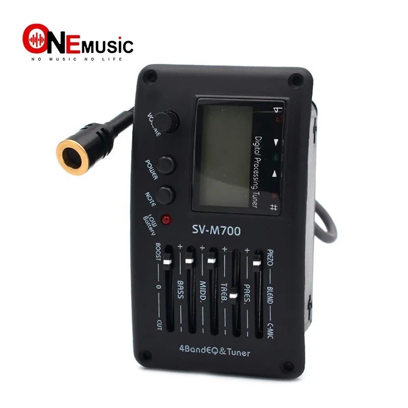 SV-M700 4 Band Acoustic Guitar EQ Equalizer with Tuner and Micro Phone Guitar Pickup
SV-M700 4 Band Acoustic Guitar EQ Equalizer with Tuner and Micro Phone Guitar Pickup