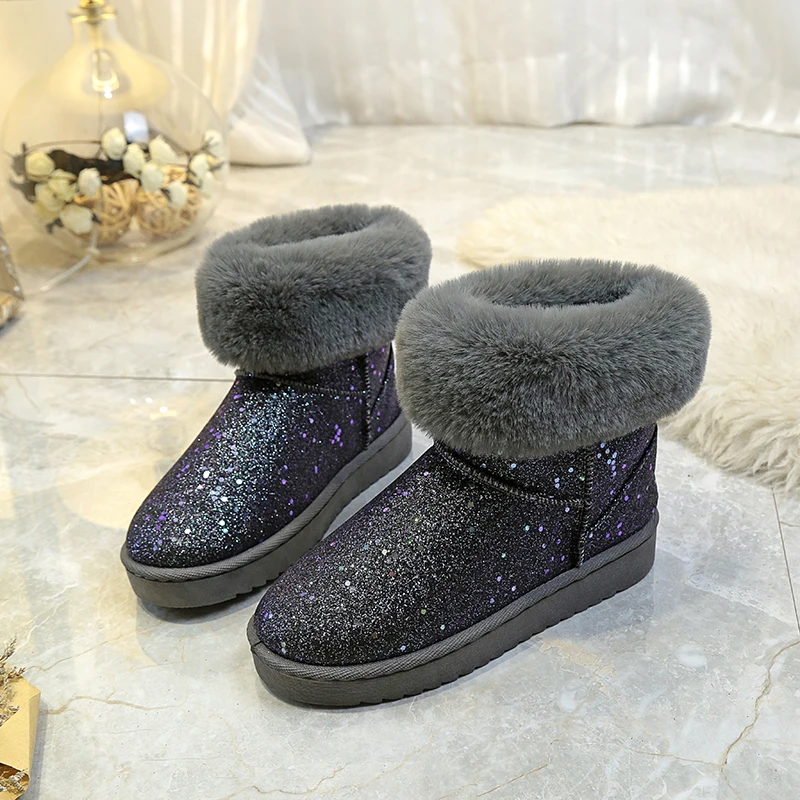 2019 Winter B Snow Boots Women Sequined Short Plush Ankle Boots Casual Slip-On Fuax Fur Warm Woman Boots
2019 Winter B Snow Boots Women Sequined Short Plush Ankle Boots Casual Slip-On Fuax Fur Warm Woman Boots