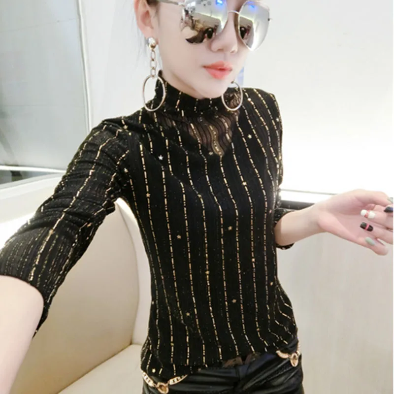 Mesh Blouse Women Autumn Winter Plus Size Striped Turtleneck Long Sleeve Womens Tops And Blouses Slim Elastic Ladies Top
Mesh Blouse Women Autumn Winter Plus Size Striped Turtleneck Long Sleeve Womens Tops And Blouses Slim Elastic Ladies Top