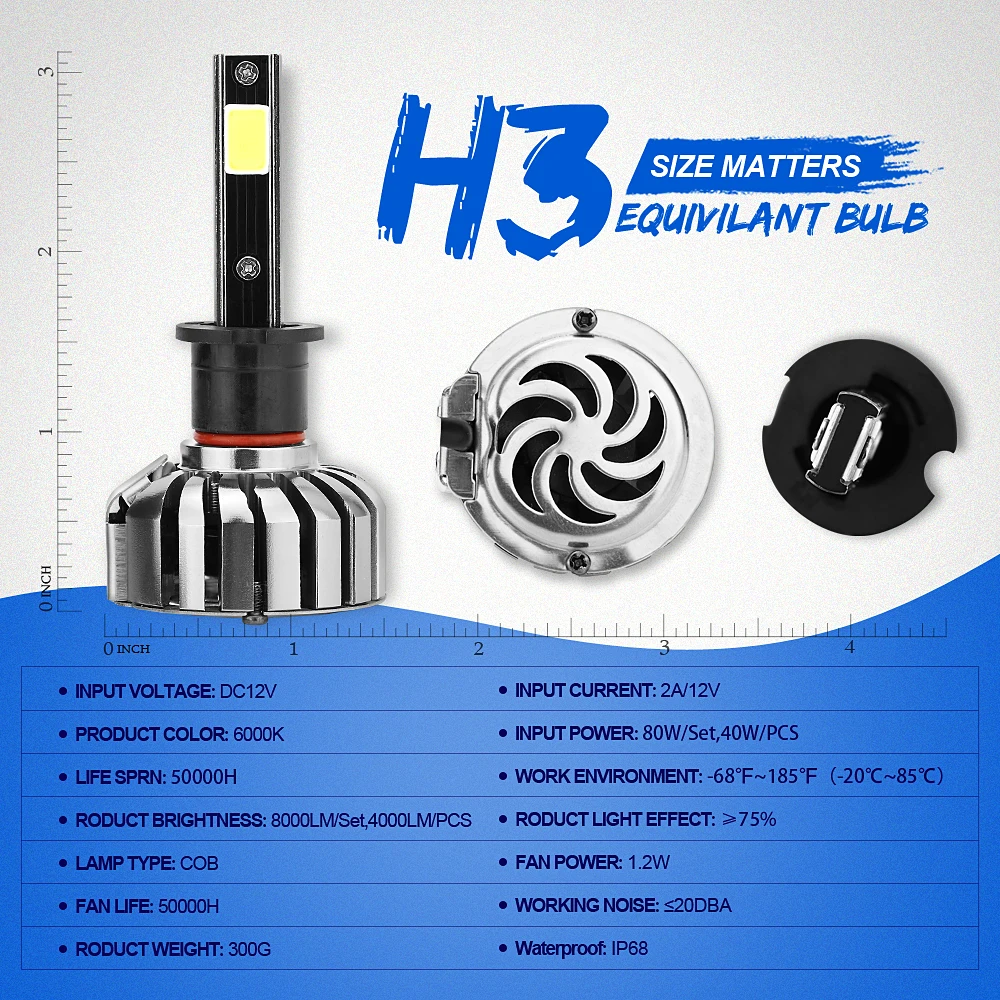 LOAUT N7 Car H3 LED Headlight Turbo Led Blub 24V Car Light 6000K 8000LM 80W Slim Headlights Bottom With Fans Fog Lamp Lights
LOAUT N7 Car H3 LED Headlight Turbo Led Blub 24V Car Light 6000K 8000LM 80W Slim Headlights Bottom With Fans Fog Lamp Lights