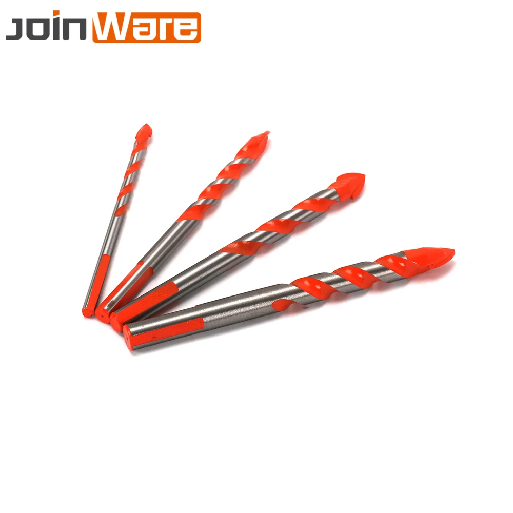4Pcs 6/8/10/12MM Carbide Alloy Spiral Triangle Drill Bits Hole Saw Set Concrete Wall Ceramic Marble Power Masonry Rotary Tools |