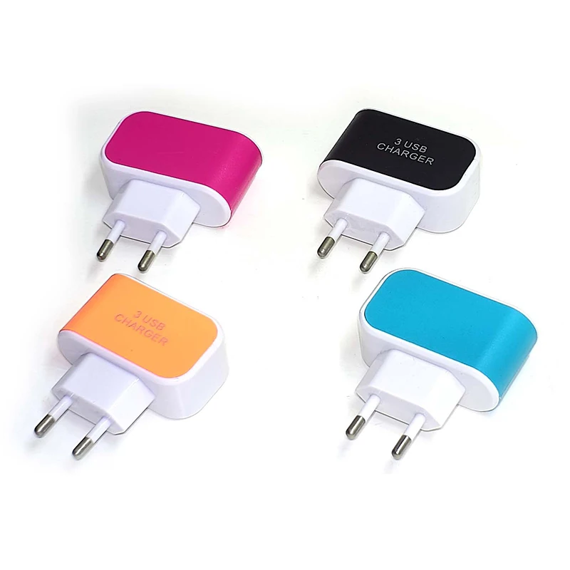 Зарядное устройство для телефона EU Plug 3 порта светодиодный легкое зарядное usb 5 в 2A