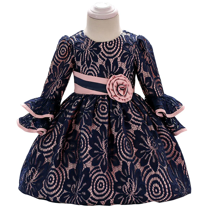 Fall New Girl Baby Sapphire Blue Christening Gown Elegant Long Flare Sleeve Princess Dress Flower Girl Dresses With Rose Belt
Fall New Girl Baby Sapphire Blue Christening Gown Elegant Long Flare Sleeve Princess Dress Flower Girl Dresses With Rose Belt