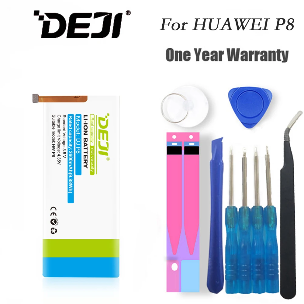 Сменный литий-полимерный аккумулятор DEJI HB3447A9EBW, 2600 мА · ч, для HUAWEI P8
Сменный литий-полимерный аккумулятор DEJI HB3447A9EBW, 2600 мА · ч, для HUAWEI P8