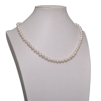 

Wholesale 7-8mm natural fresh water white pearl with generous necklace findings 18inch for perferred gift