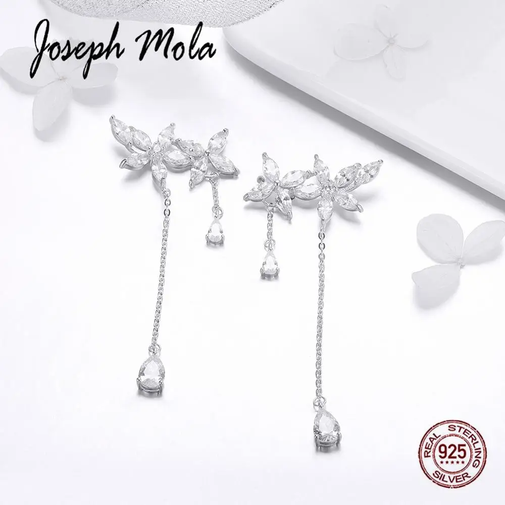 Joseph Mola Authentic 925 Sterling Silver Zircon Stone Double Flowers Drop Earrings for Women Elegant Fine Jewelry Gift JMED0007
Joseph Mola Authentic 925 Sterling Silver Zircon Stone Double Flowers Drop Earrings for Women Elegant Fine Jewelry Gift JMED0007