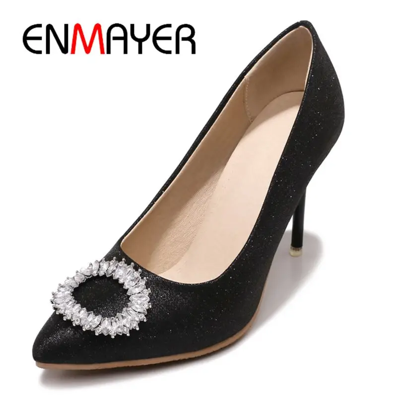 ENMAYER Sequined Cloth Pointed Toe Casual Zapatos De Mujer Shoes Woman Crystal Basic Super High Pumps Size 34-45 LY1327
ENMAYER Sequined Cloth Pointed Toe Casual Zapatos De Mujer Shoes Woman Crystal Basic Super High Pumps Size 34-45 LY1327