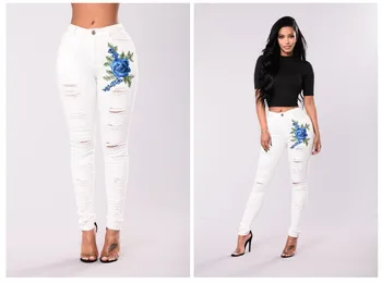 2019 Summer Women Hole Ripped Jeans Black And White Cut Embroidery Pencil Pants Casual Sexy High Waist Ankle-Length Pants
2019 Summer Women Hole Ripped Jeans Black And White Cut Embroidery Pencil Pants Casual Sexy High Waist Ankle-Length Pants
