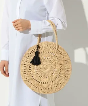 2018 Lady Fresh Handbag Vintage Handmade Rattan Woven Round Handbag Straw Bag Knitted Messenger Big Bags For Women tassel 
2018 Lady Fresh Handbag Vintage Handmade Rattan Woven Round Handbag Straw Bag Knitted Messenger Big Bags For Women tassel