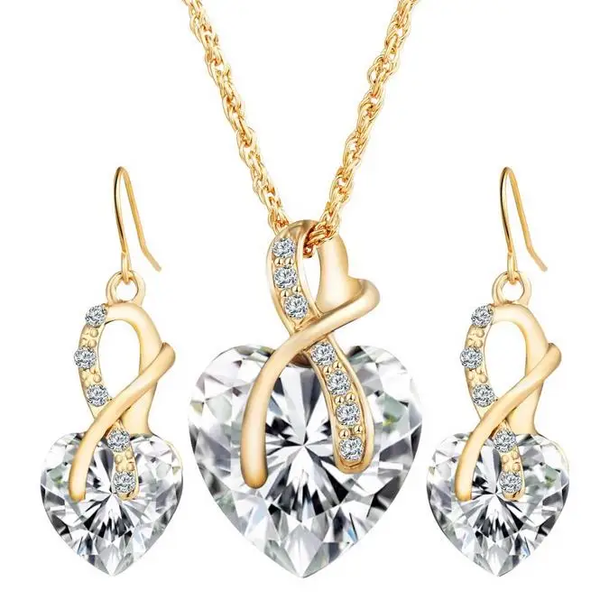 Austrian Crystal Necklace Earrings Set Luxury Gold Color Heart Crystal Jewelry Set For Women Engagement Accessories Gift CT026
Austrian Crystal Necklace Earrings Set Luxury Gold Color Heart Crystal Jewelry Set For Women Engagement Accessories Gift CT026