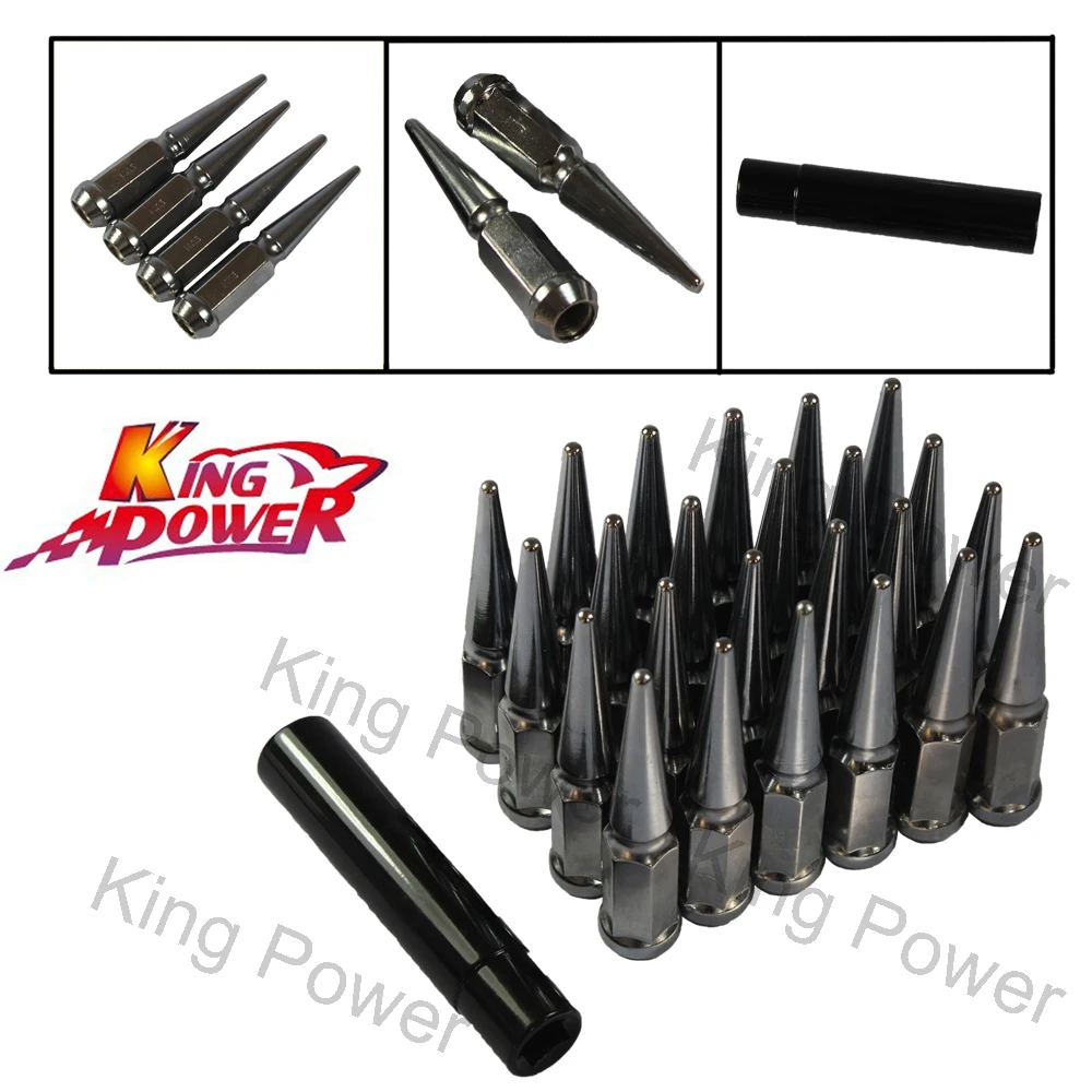 KP-FREE SHIPPING - 24 PCS Silver Spike 4.4" Tall Lug Nuts M14x1.5 For Chevy Silverado Tahoe & Key
KP-FREE SHIPPING - 24 PCS Silver Spike 4.4" Tall Lug Nuts M14x1.5 For Chevy Silverado Tahoe & Key