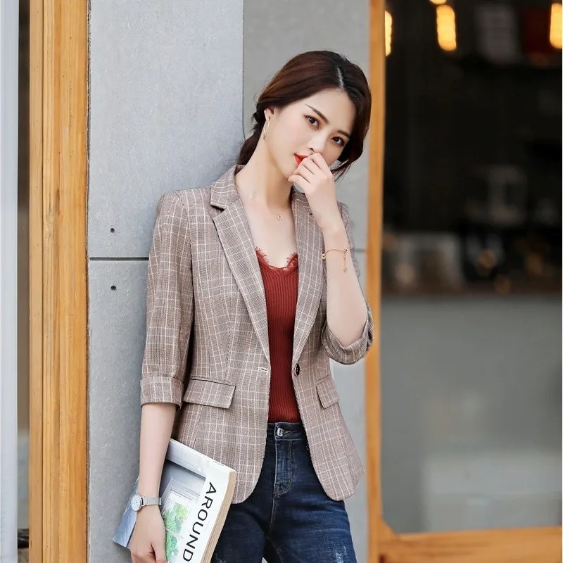 Formal Ladies Work Wear Blazers and Jackets Coat Half Sleeve 2019 Spring Summer Blazer Outwear Tops Novelty Plaid Uniform Styles
Formal Ladies Work Wear Blazers and Jackets Coat Half Sleeve 2019 Spring Summer Blazer Outwear Tops Novelty Plaid Uniform Styles