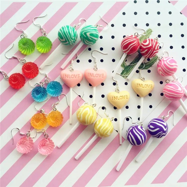 Kawaii Pink Simulation Lollipop Dangle Earrings Candy Polymer Clay Cabochons Flatback Earring For Women Cute Birthday Gift
Kawaii Pink Simulation Lollipop Dangle Earrings Candy Polymer Clay Cabochons Flatback Earring For Women Cute Birthday Gift